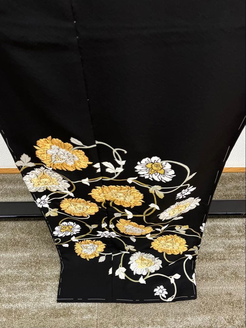 久保耕 久美すがた 黒留袖 仮絵羽 未仕立て品 金駒 正絹 八掛付き B033 