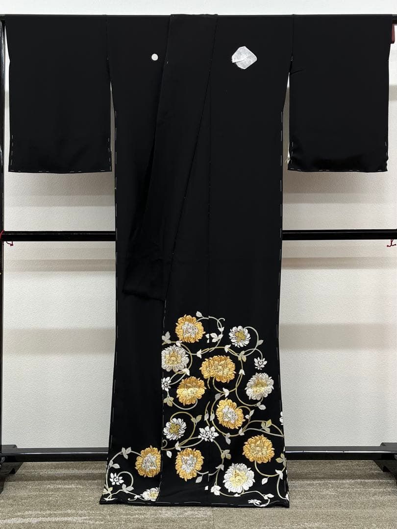久保耕 久美すがた 黒留袖 仮絵羽 未仕立て品 金駒 正絹 八掛付き B033 