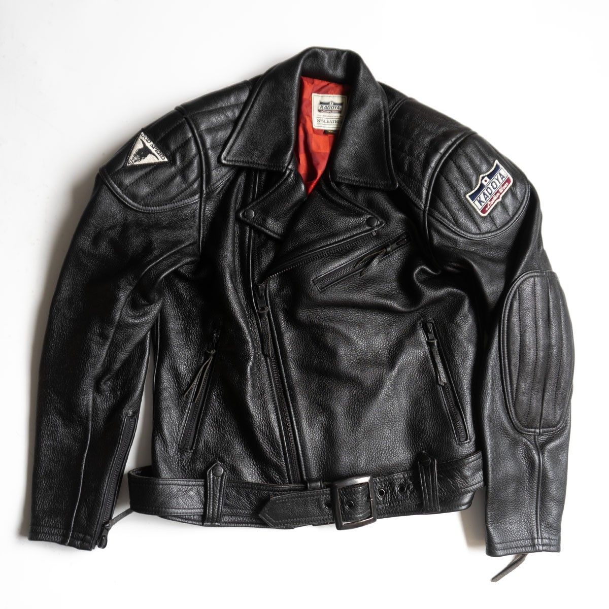 【美品/ビッグサイズ】KADOYA【アメリカン W-80th ダブルライダースジャケット】 3L レザー カドヤ 80周年 26030422 美品/ビッグサイズ】KADOYA【アメリカン W-80th ダブルライダース