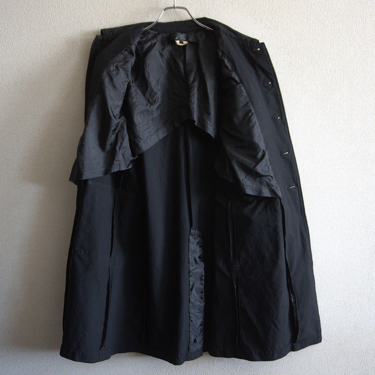 美品】 COMME des GARCONS 【丸襟 コート】S 製品染めブラック