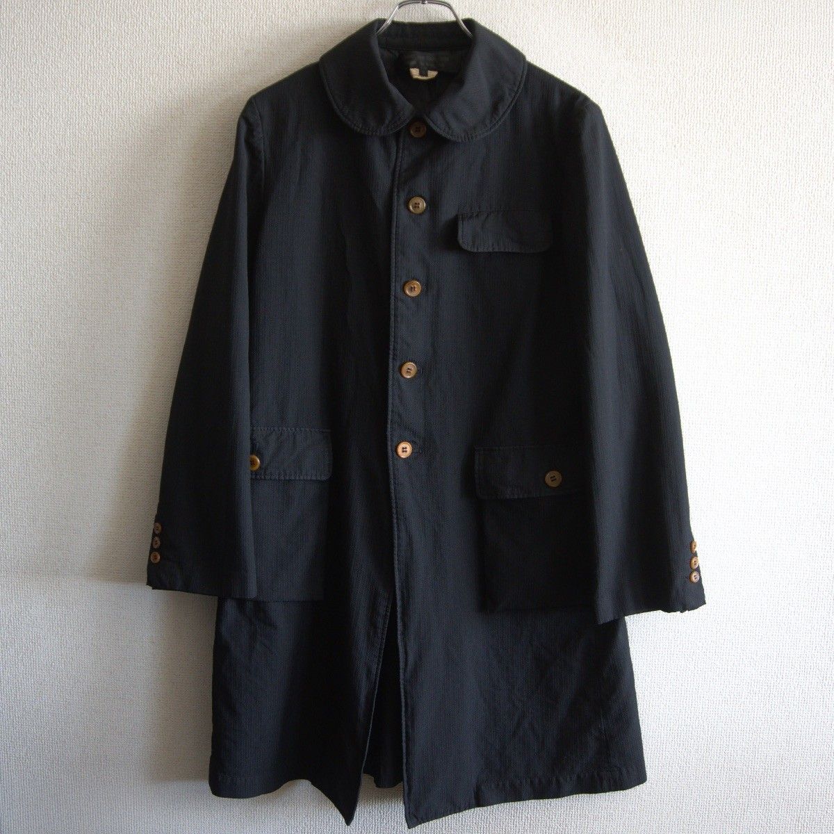 美品】 COMME des GARCONS 【丸襟 コート】S 製品染めブラック