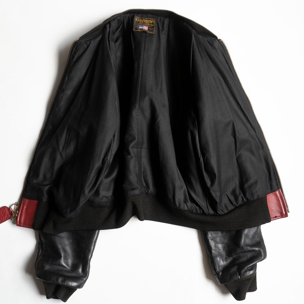 雰囲気抜群】 VANSON 【TJV オールレザー スタジャン】40 レッド 