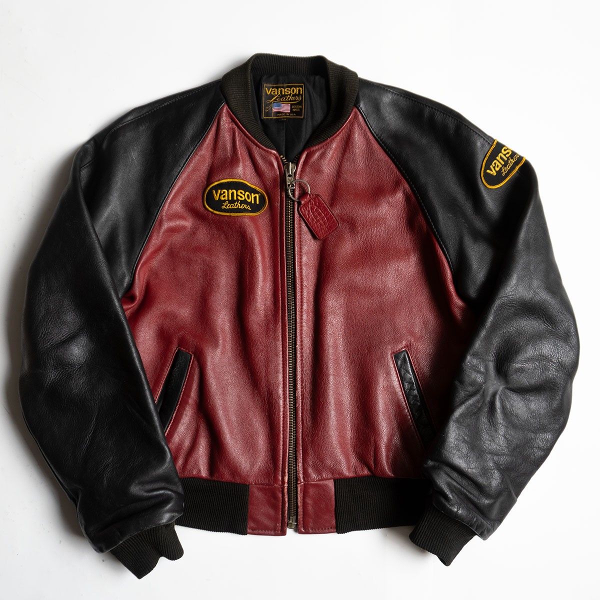 雰囲気抜群】 VANSON 【TJV オールレザー スタジャン】40 レッド 