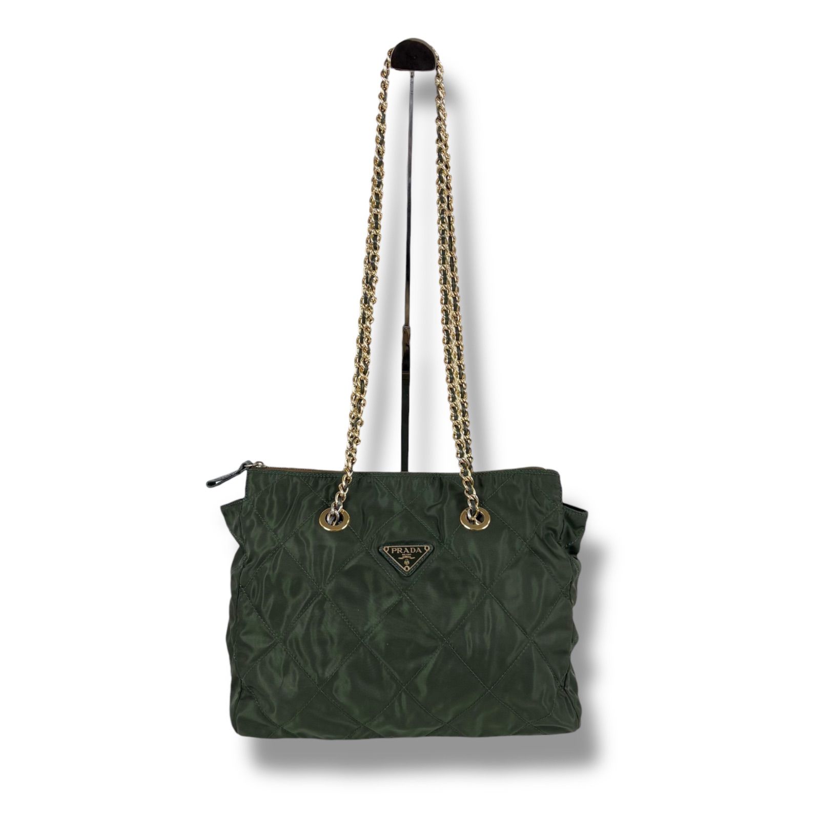 プラダ PRADA ショルダーバッグ カーキ グリーン 緑 ナイロン レザー 