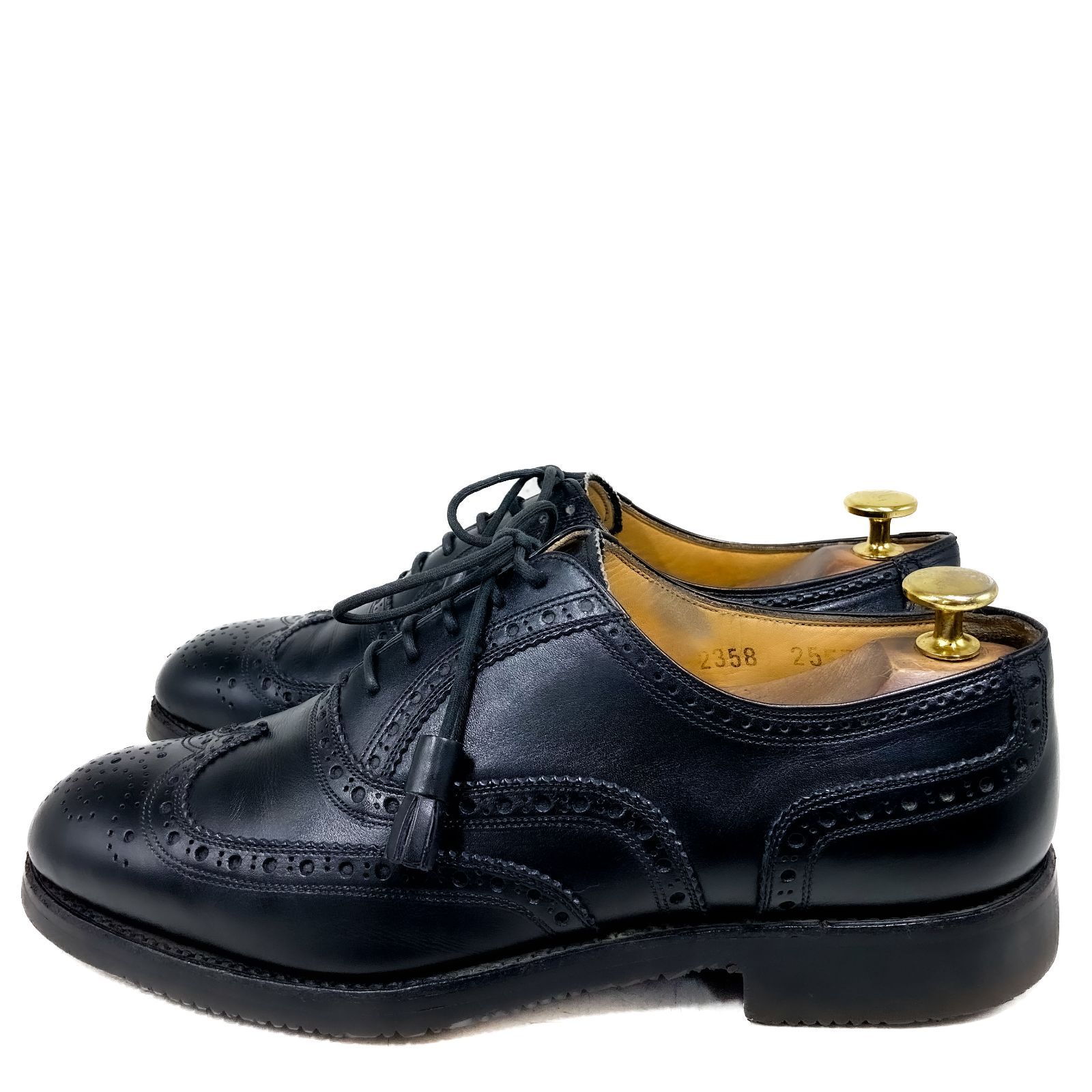 メンズ SCOTCH GRAIN 日本製 フルブローグ ウィングチップ 革靴3525 黒