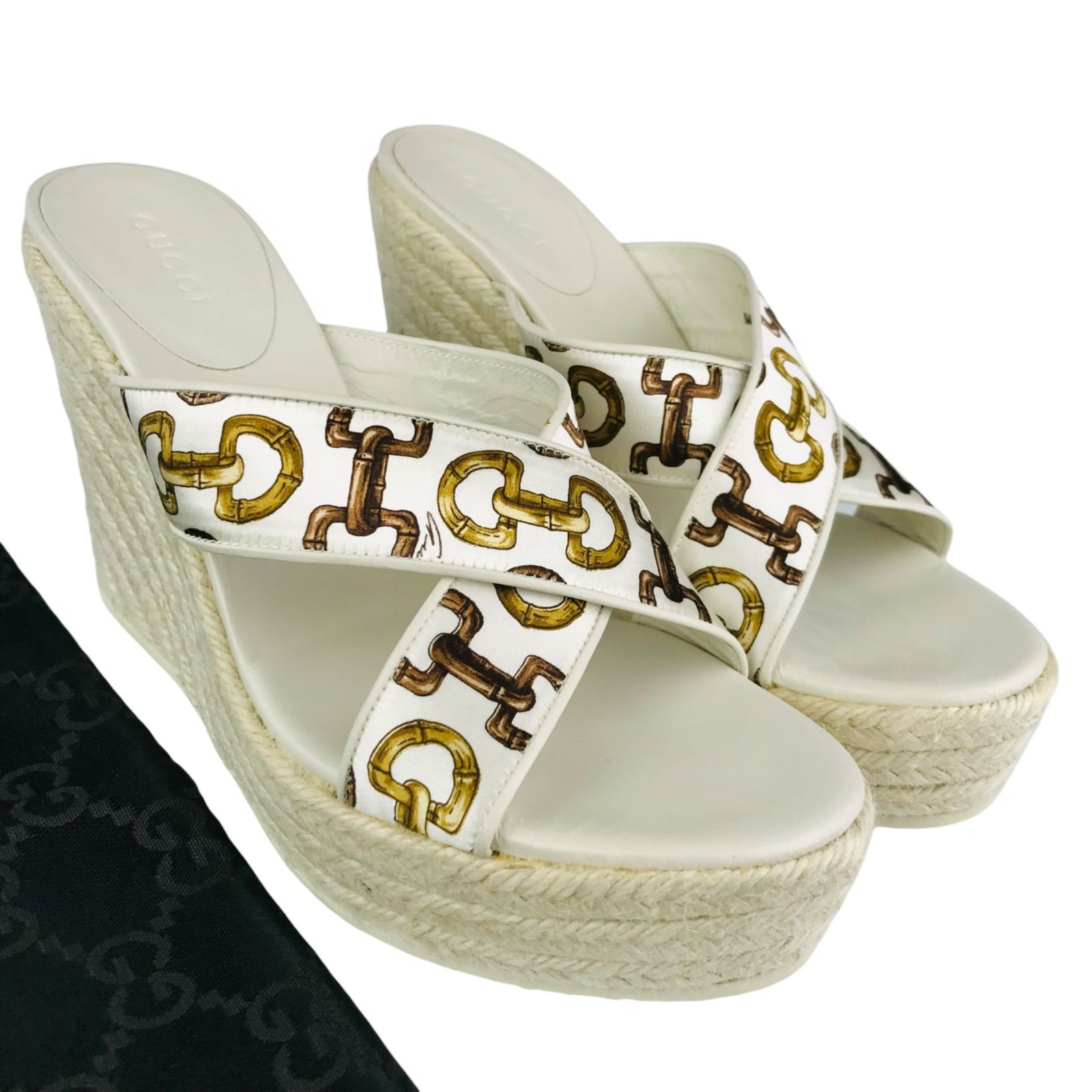 新品未使用☆GUCCI☆グッチ・レディース サテン:レザー:ジュート 新品未使用☆GUCCI☆グッチ・レディース サテン:レザー:ジュート