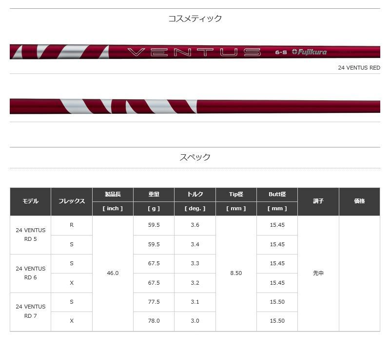新品】Fujikura フジクラ 24 VENTUS RED 24ベンタスレッド 赤 コブラDS