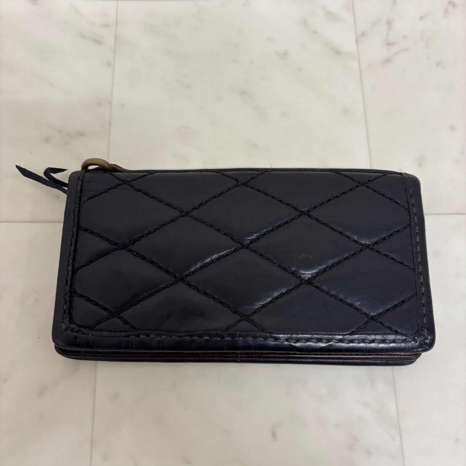 CALEE キャリー キルティングレザーウォレット 長財布 ブラック 