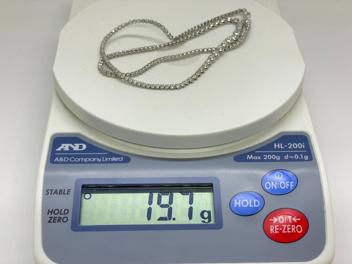 ダイヤモンド】 Pt850 プラチナ 3.00ct テニス ネックレス 40cm 19.7g
