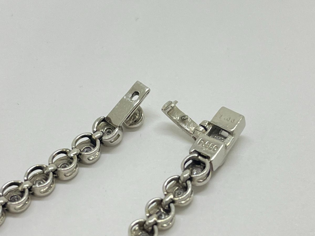 ダイヤモンド】 Pt850 プラチナ 1.00ct テニス ネックレス 18cm 9.9g 