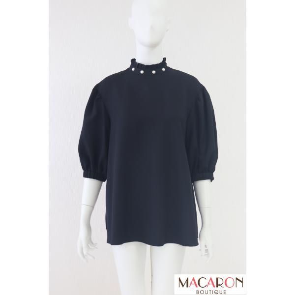 Rene パフスリーブブラウス 36サイズ Rene パフスリーブブラウス 6231020 2022年商品 黒/ブラック パール