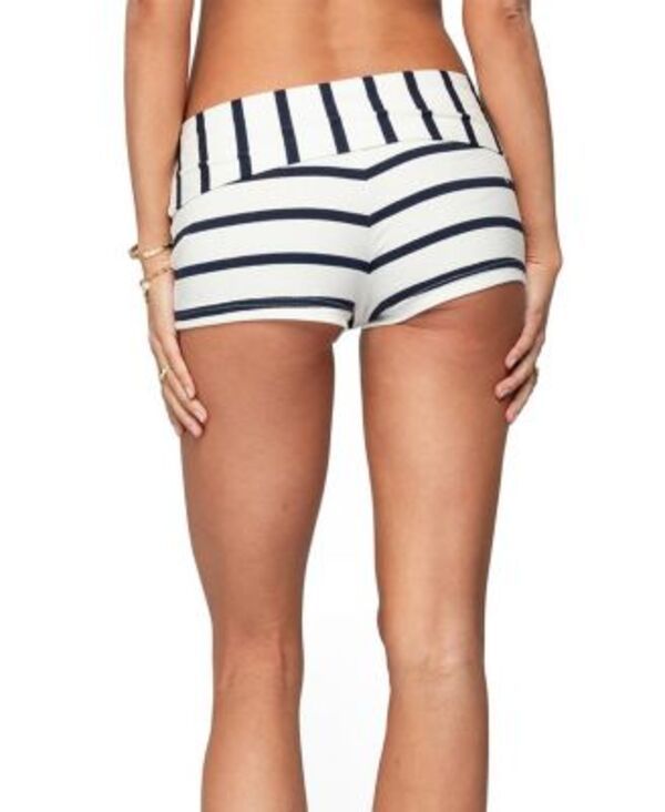 レディース アディクテッド レディース ボトムス ハーフパンツ・ショーツ ショートパンツ Edikted Lorenza Striped Fold Over Shorts Navy and White ホワイト