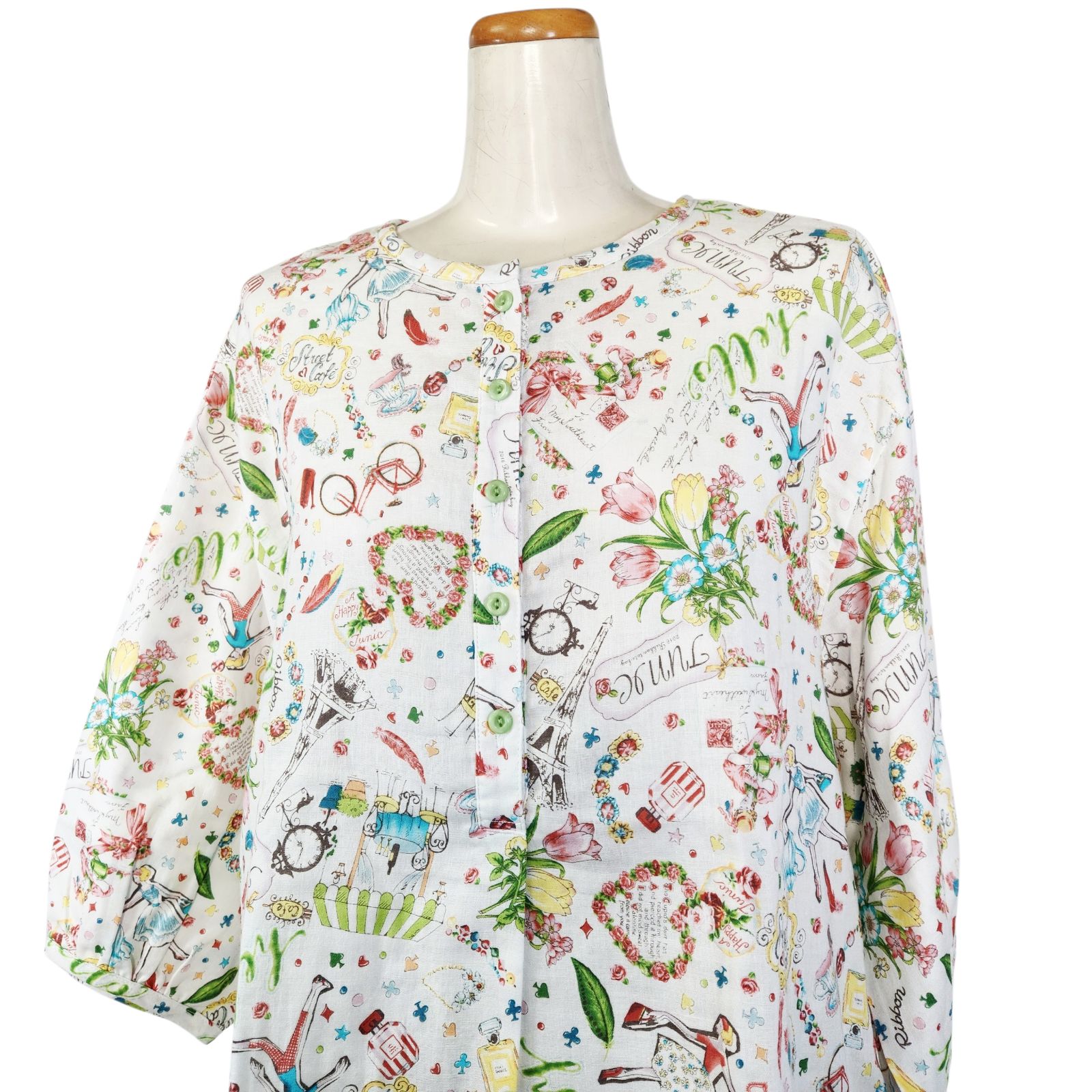 鴨居羊子パジャマ 新品未使用‼️TUNIC 春夏 7分袖前開きパジャマ W