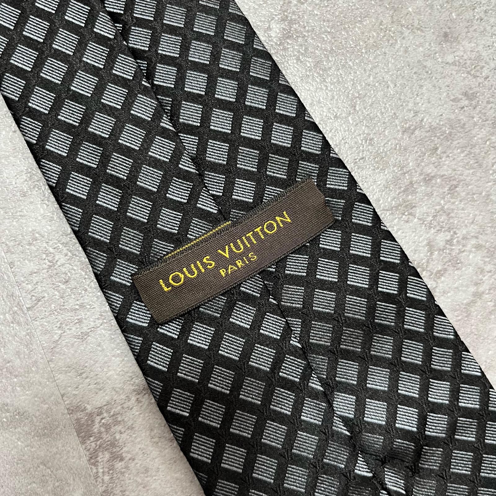 LOUIS VUITTON】ルイ・ヴィトン チェック柄ネクタイ シルク100% メンズ