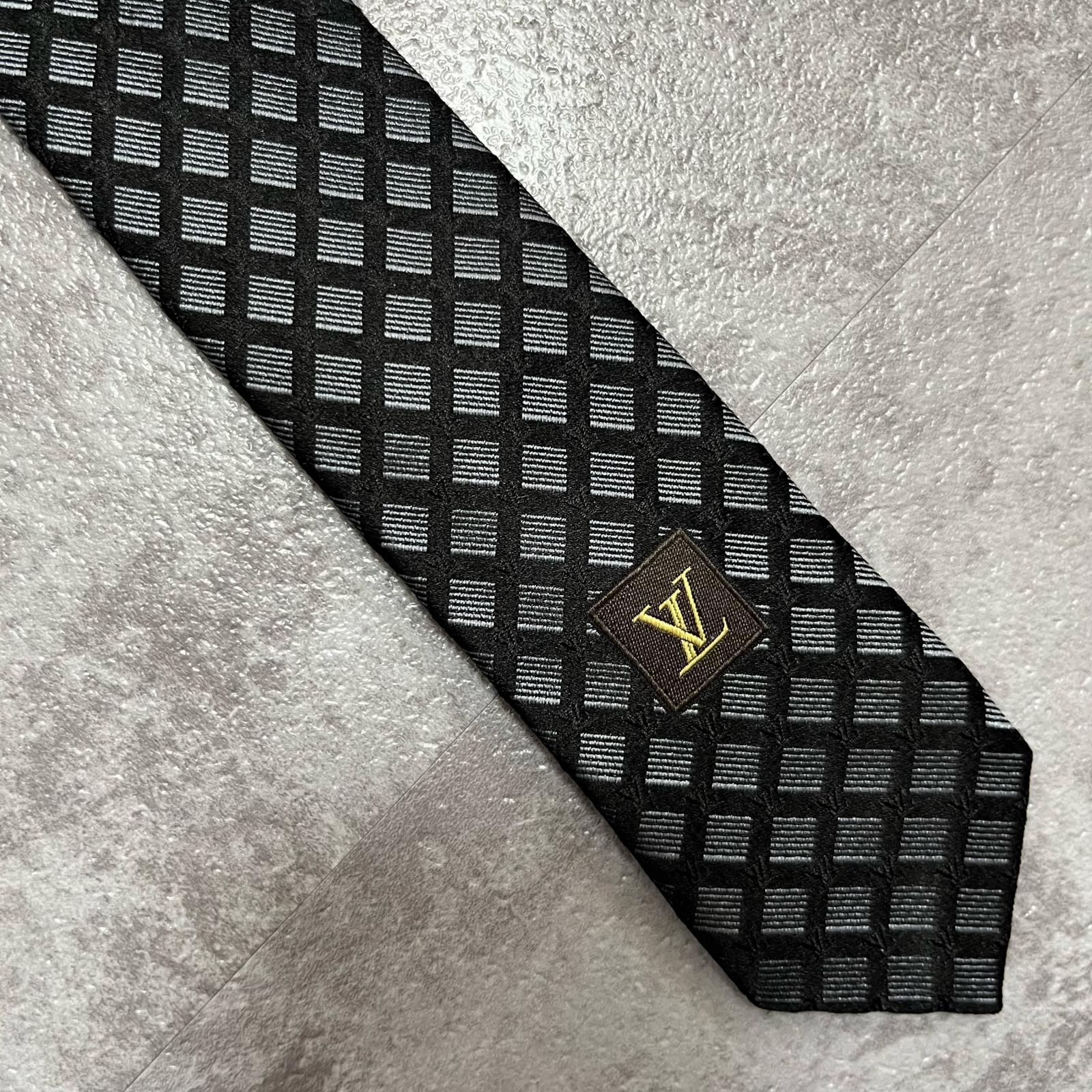LOUIS VUITTON】ルイ・ヴィトン チェック柄ネクタイ シルク100% メンズ