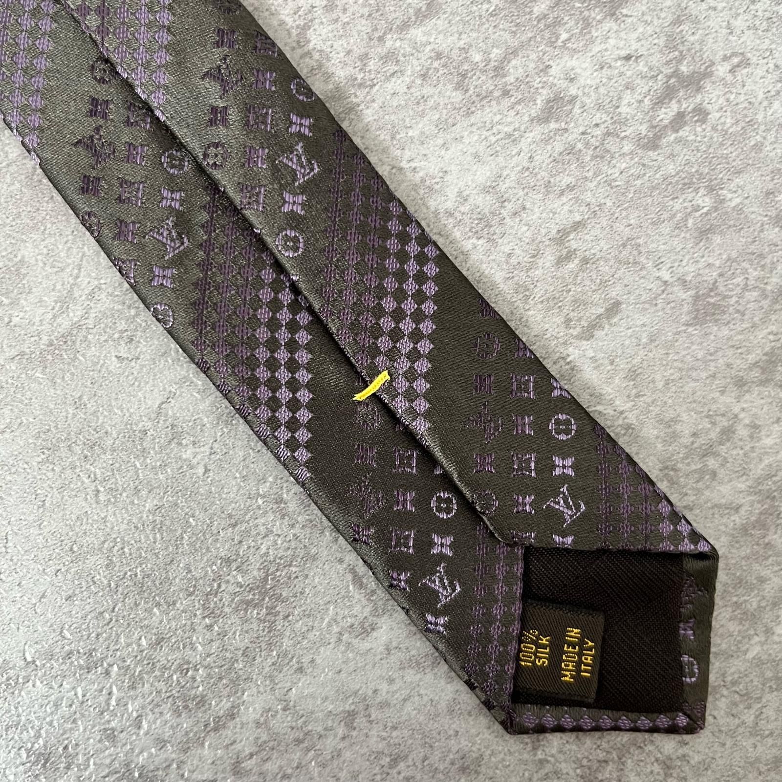 日本格安 LOUIS VUITTON ルイヴィトン ネクタイ 斜めストライプ ブラウン
