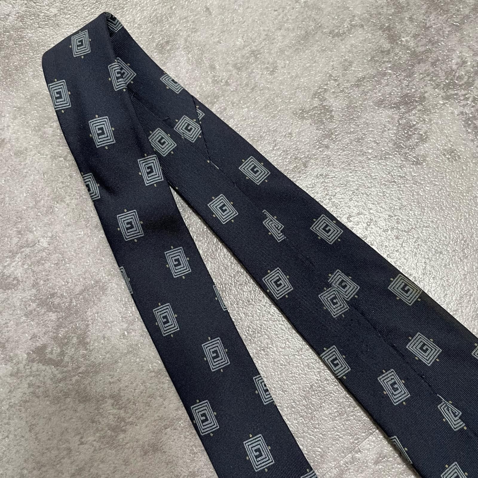GUCCI】グッチ 総G柄ネクタイ シルク100% メンズ ネイビー 紺色 小紋柄 