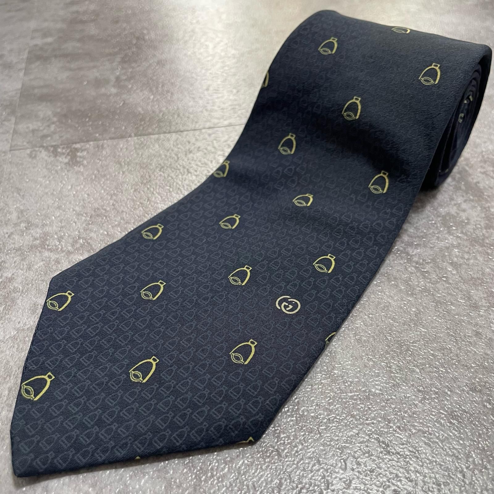 GUCCI】グッチ ロゴ入り小紋柄ネクタイ シルク100% メンズ イタリア製