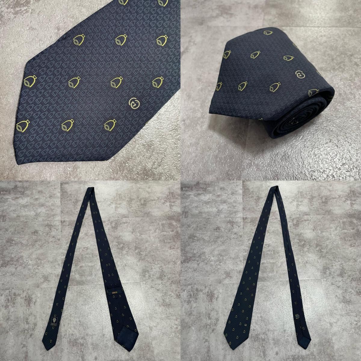 GUCCI シルクネクタイ GGロゴ 小紋柄 ネイビー GUCCI】グッチ ロゴ入り小紋柄ネクタイ シルク100% メンズ イタリア製