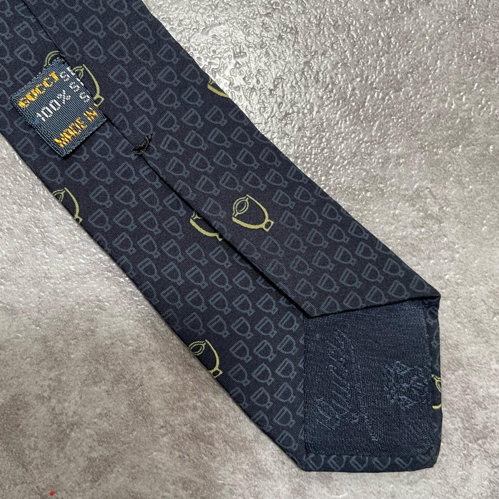 GUCCI】グッチ ロゴ入り小紋柄ネクタイ シルク100% メンズ イタリア製