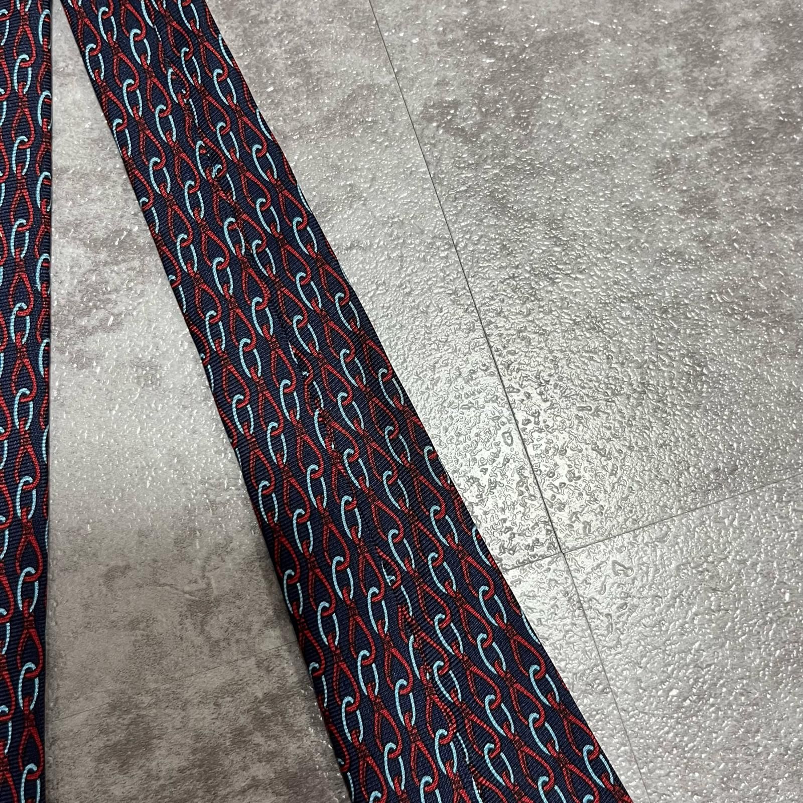 GUCCI（グッチ）GGパターン シルク ネクタイ チェーン柄 ネイビー
