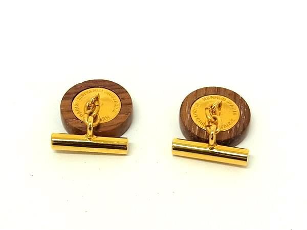 販売ショッピング エルメス ウッド セリエ カフスボタン ブラウンx