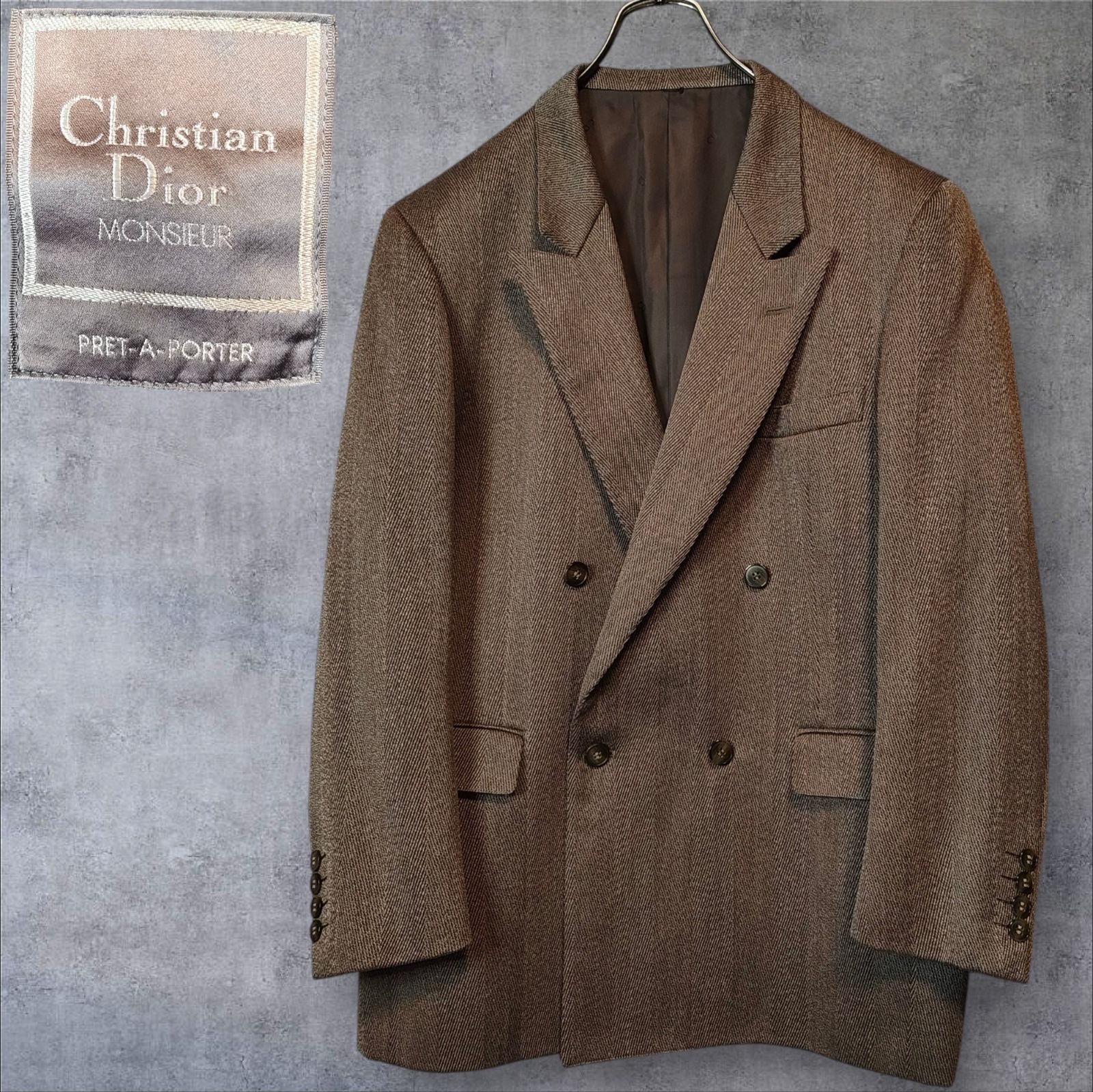 極美品 80s 90s Christian Dior MONSIEUR ダブルジャケット ブラウン