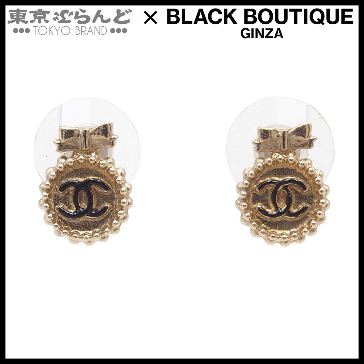 シャネル CHANEL ピアス リボン ココマーク ゴールド メタル B14C 