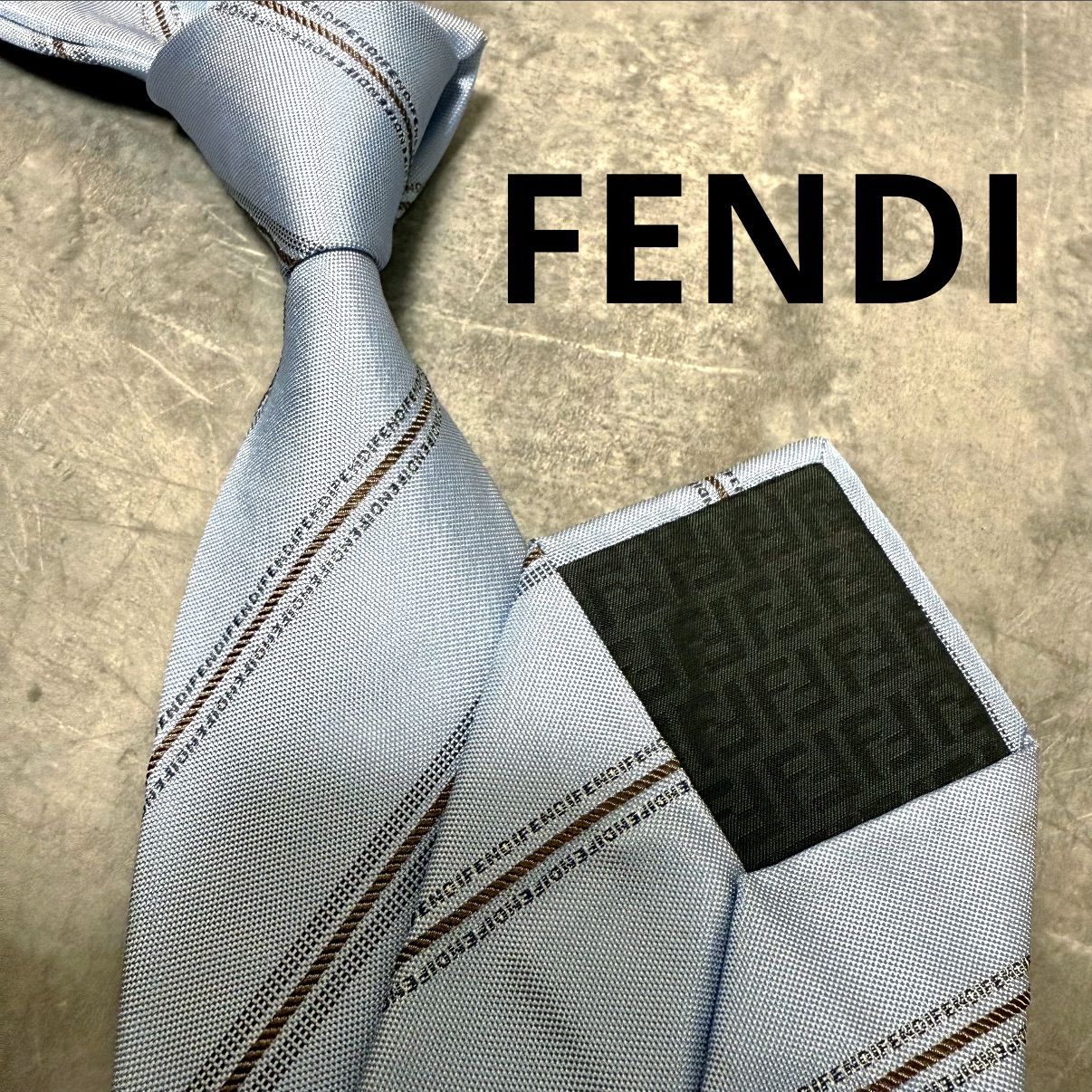 ✨極美品✨】FENDI フェンディ ネクタイ ストライプ柄 ライトブルー 