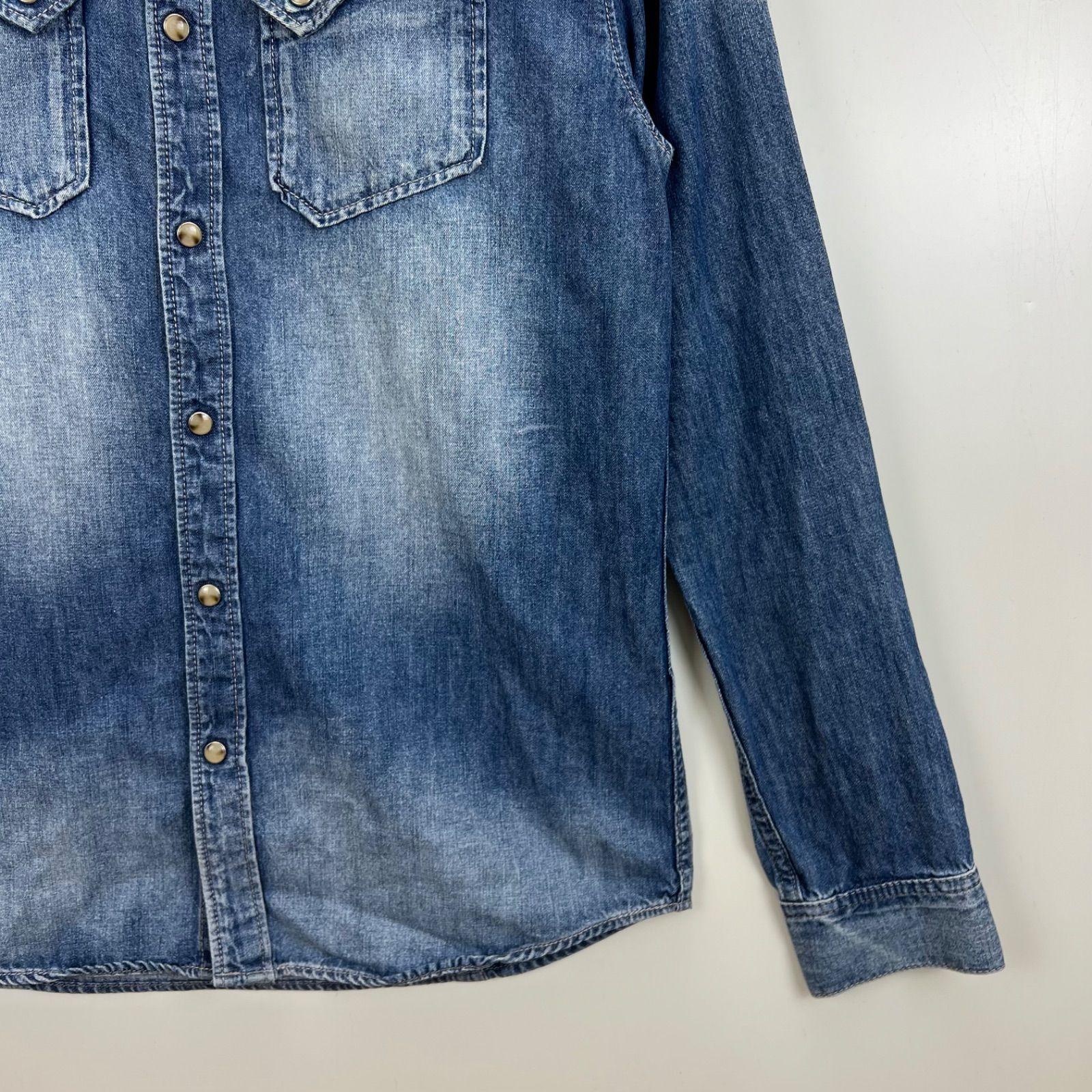 00s FUGA ダメージ ストレート デニムパンツ お兄系 y2k FUGA y2k archive denim western shirts 46 フーガ デニムウエスタン