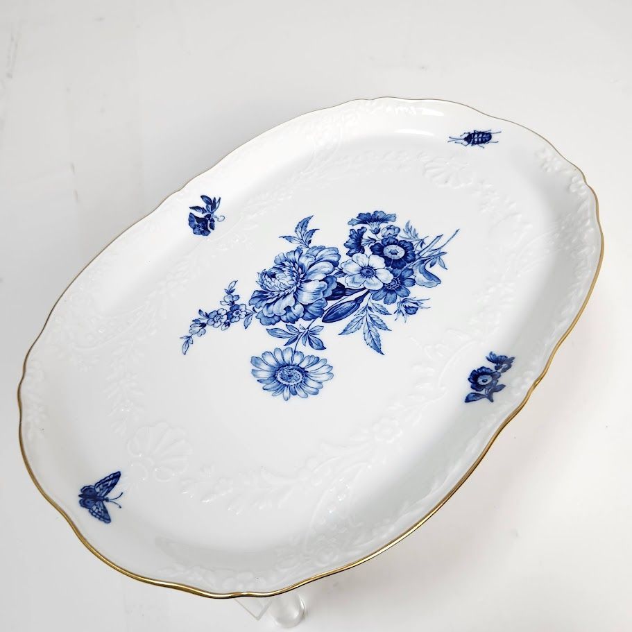キッチン・食器 MEISSEN マイセン 大皿 オーバルプレート ブルー