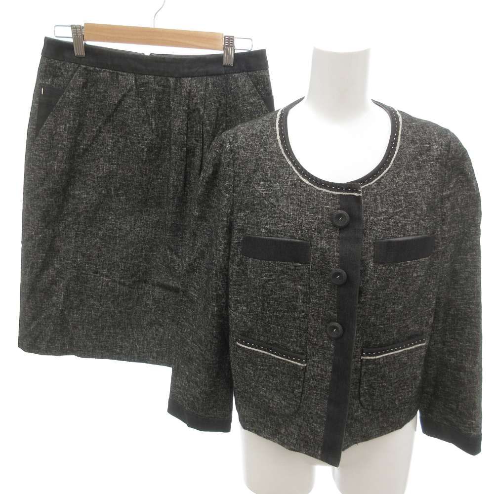 ポールカ PAULE KA セットアップ 38 ダークグレー ノーカラー 