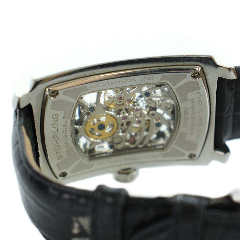  ストゥーリング オリジナル STUHRLING ORIGINAL 腕時計 ST-90060 自動巻き ウォッチ スケルトン レザーベルト シルバー色 GY18 |MQ イージーパンツ 自動巻き時計 腕時計(アナログ)