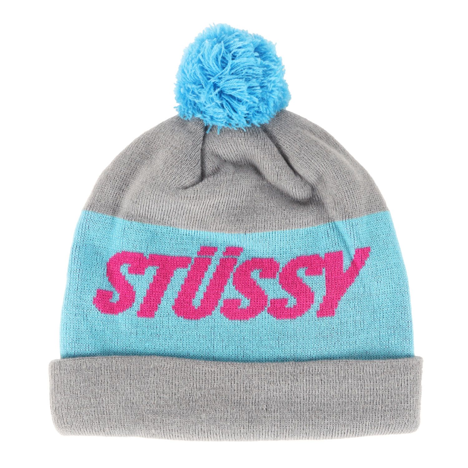 美品】STUSSY ステューシー ビーニー グレー | NIKE S&S ボンボン付き 