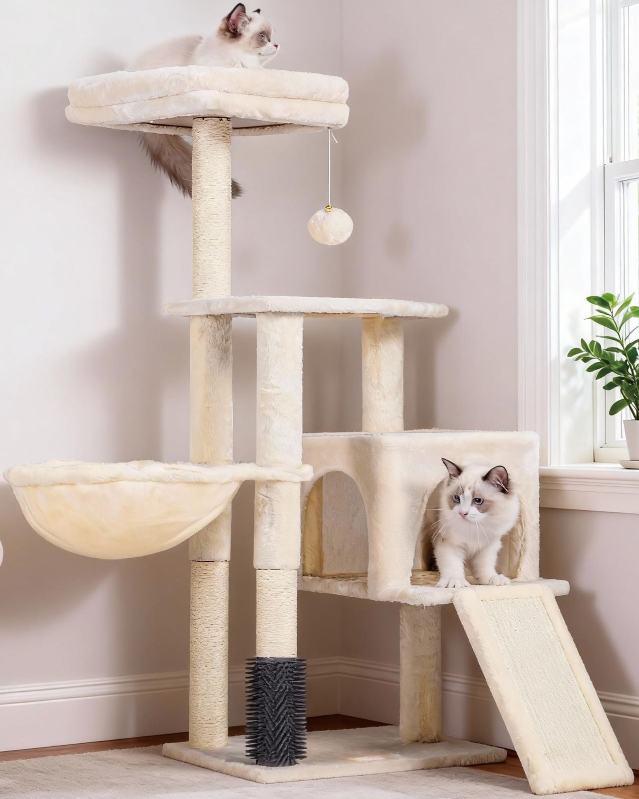 Heybly キャットタワー 子猫とシニア猫に最適 超スリム 据え置き型 省