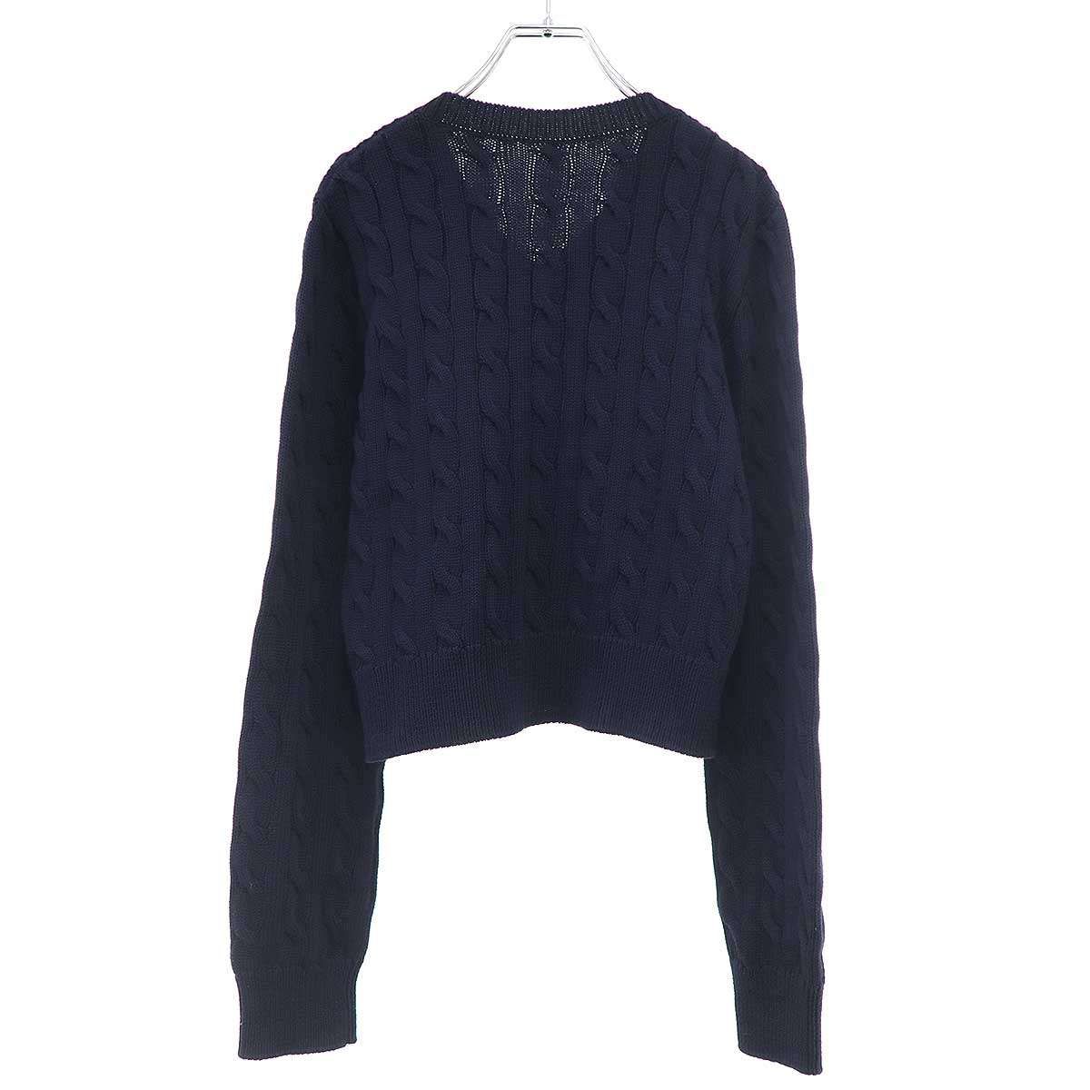 LOEWE ロエベ アナグラム コットンケーブルVネックニットセーター 