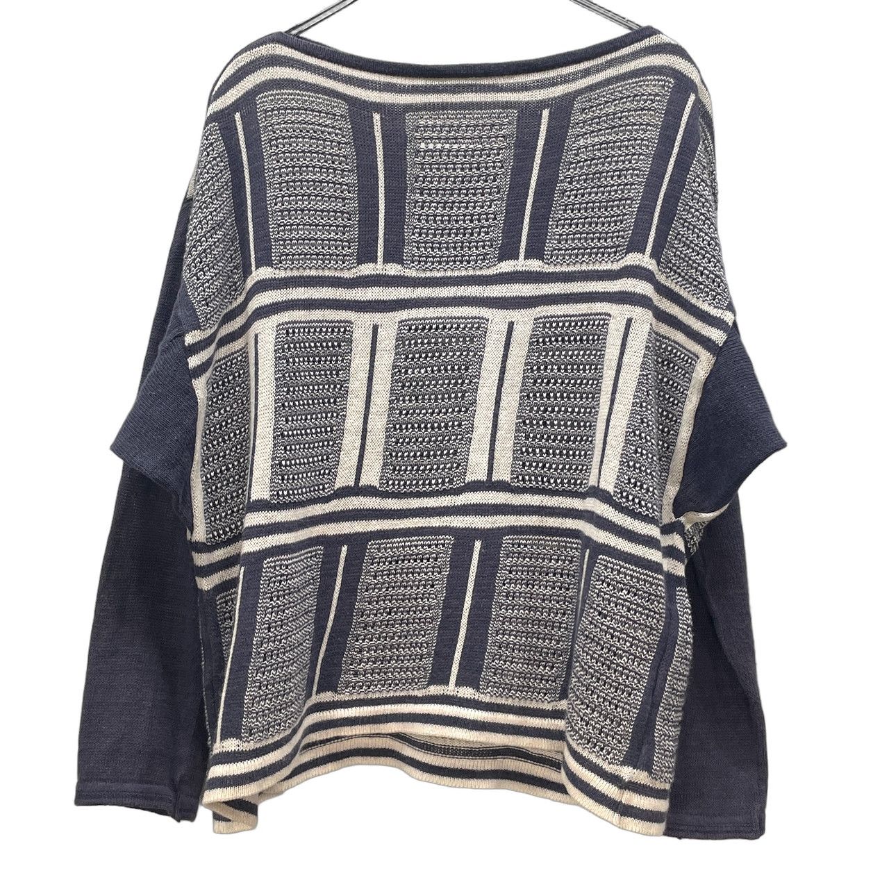 ISSEY MIYAKE MEN コットンリネン脇下マチ付スクエアシルエットニット 