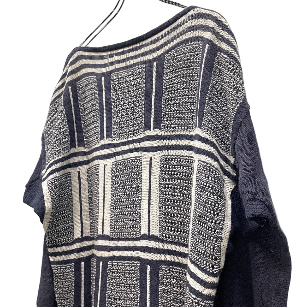 ISSEY MIYAKE MEN コットンリネン脇下マチ付スクエアシルエットニット 