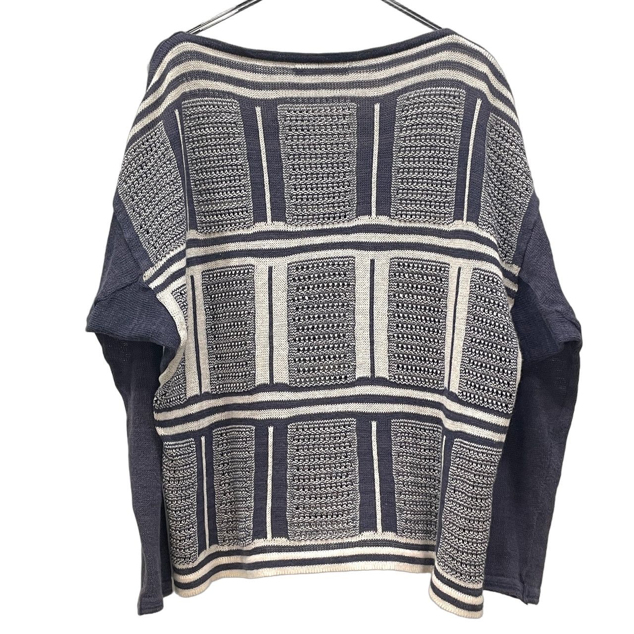 ISSEY MIYAKE MEN コットンリネン脇下マチ付スクエアシルエットニット 