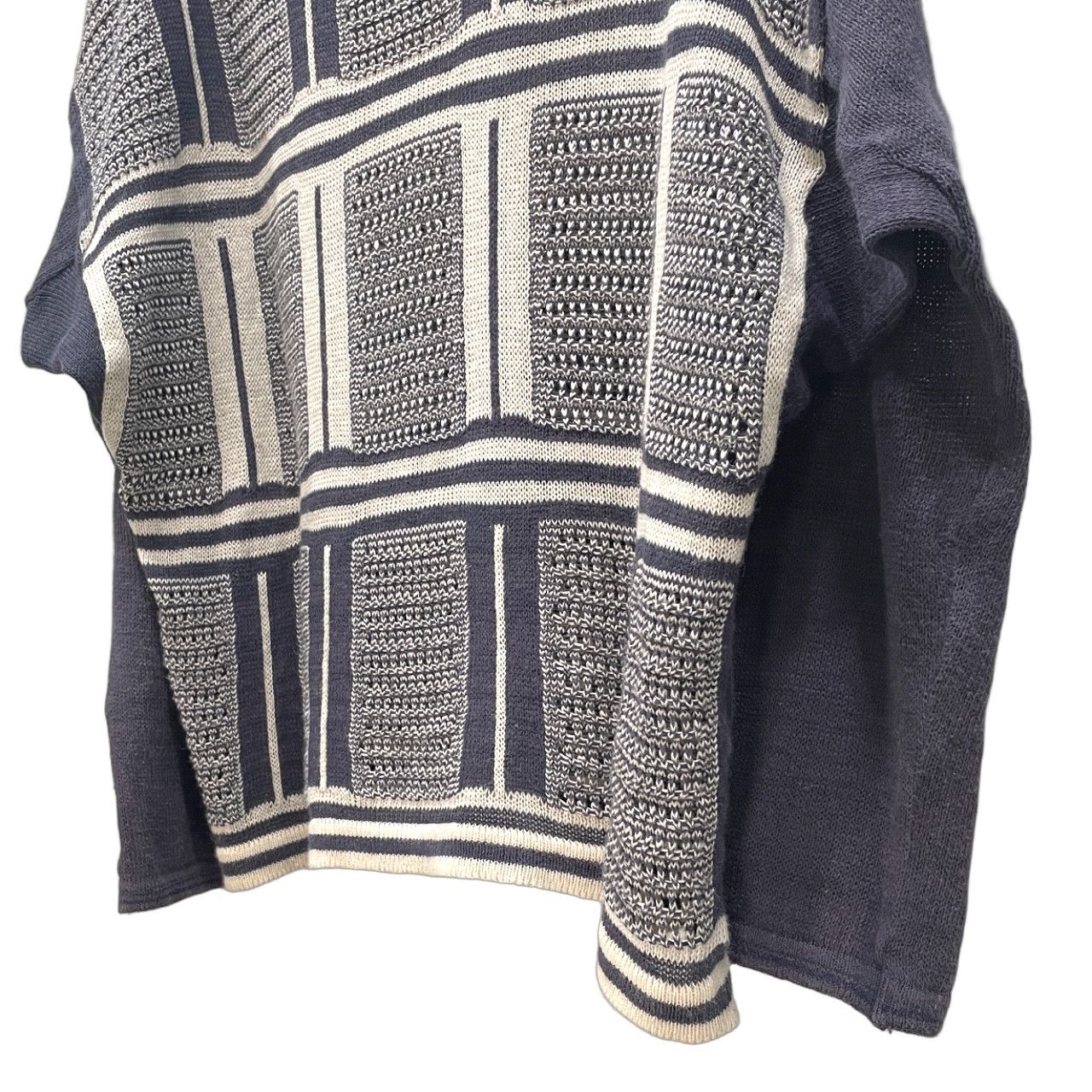 ISSEY MIYAKE MEN コットンリネン脇下マチ付スクエアシルエットニット 