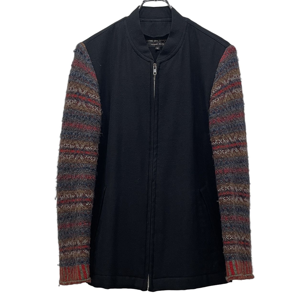 COMME des GARCONS HOMME PLUS 96AW 袖フェアアイル柄ニット切替ウールジップアップジャケット Archive モッズ期 ブルゾン COMME des GARCONS HOMME PLUS 96AW 袖フェアアイル柄ニット切替ウール