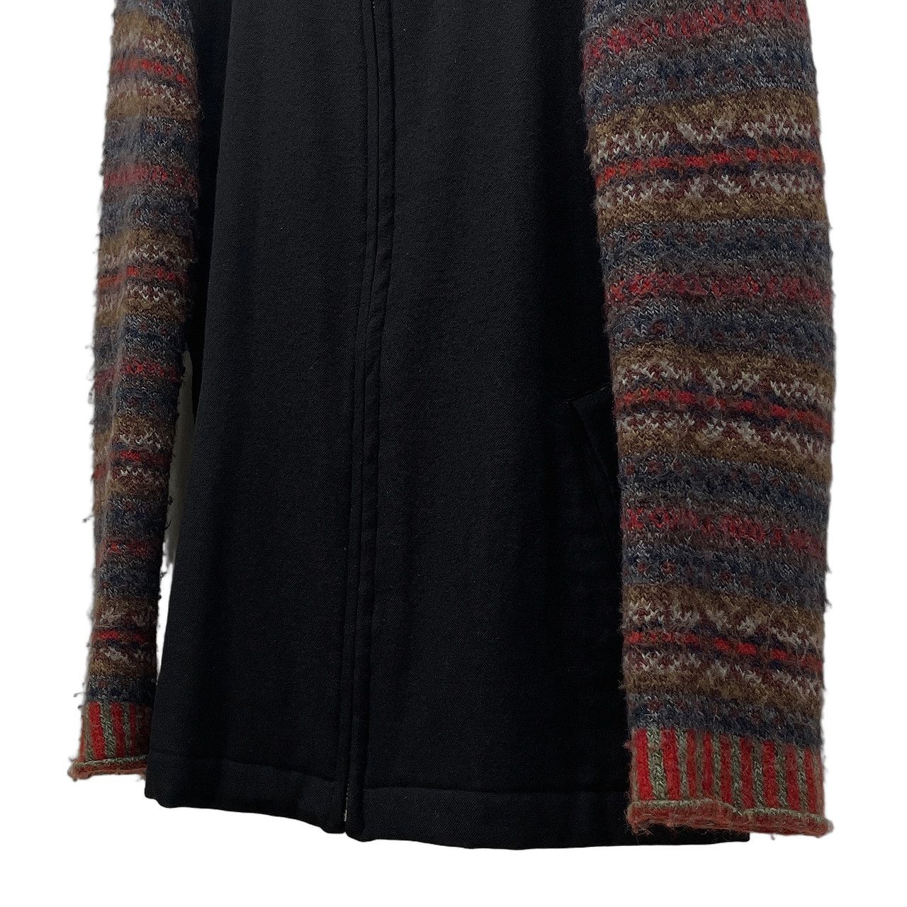 COMME des GARCONS HOMME PLUS 96AW 袖フェアアイル柄ニット切替ウールジップアップジャケット Archive モッズ期 ブルゾン COMME des GARCONS HOMME PLUS 96AW 袖フェアアイル柄ニット切替ウール