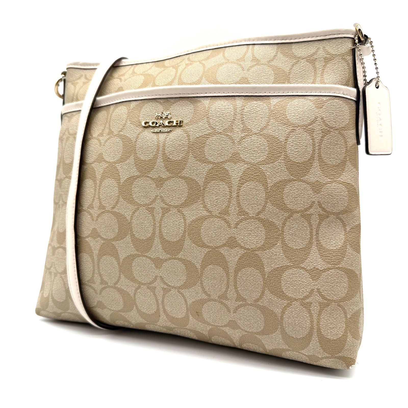 COACH y2k signature shoulder bag beige PVC unisex コーチ 