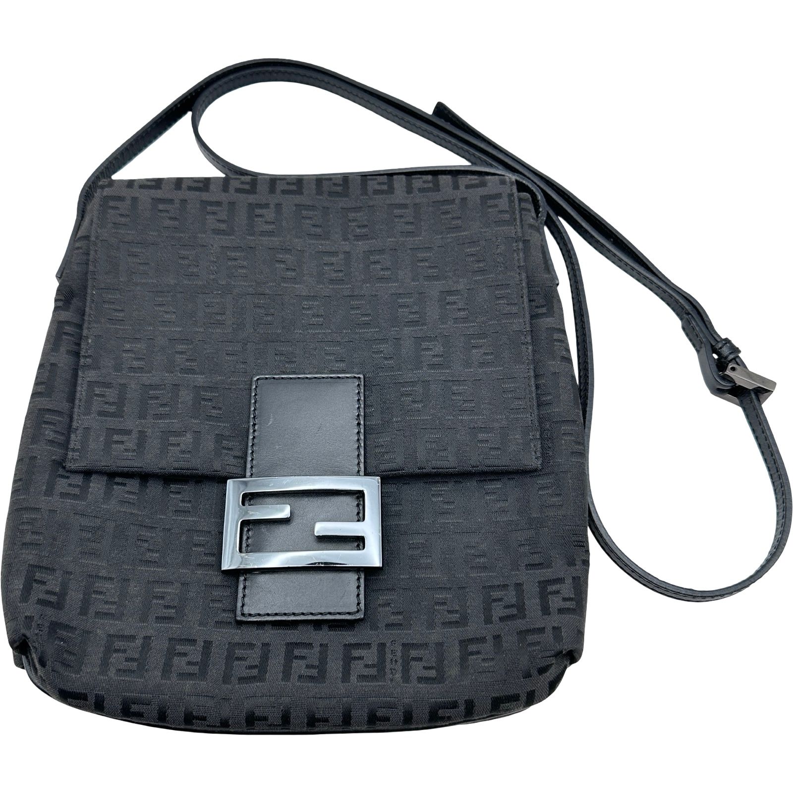 フェンディ FENDI ズッキーノ柄 ショルダー 8BT075 ブラック シルバー金具 キャンバス レディース ショルダーバッグ フェンディ FENDI ズッキーノ柄 ショルダー 8BT075 ブラック シルバー