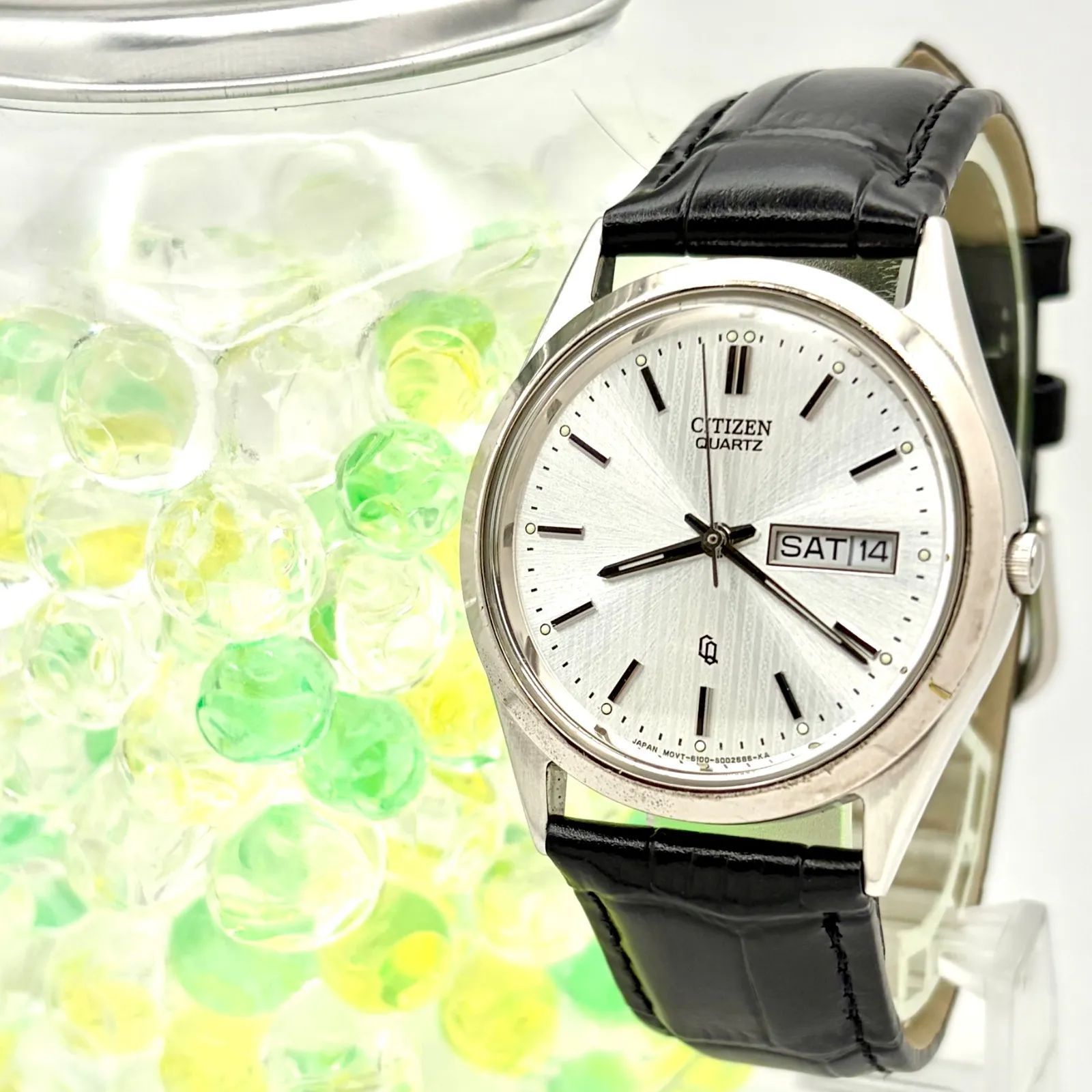 新品電池】CITIZEN シチズン メンズ 腕時計 シルバー デイデイト 6100 
