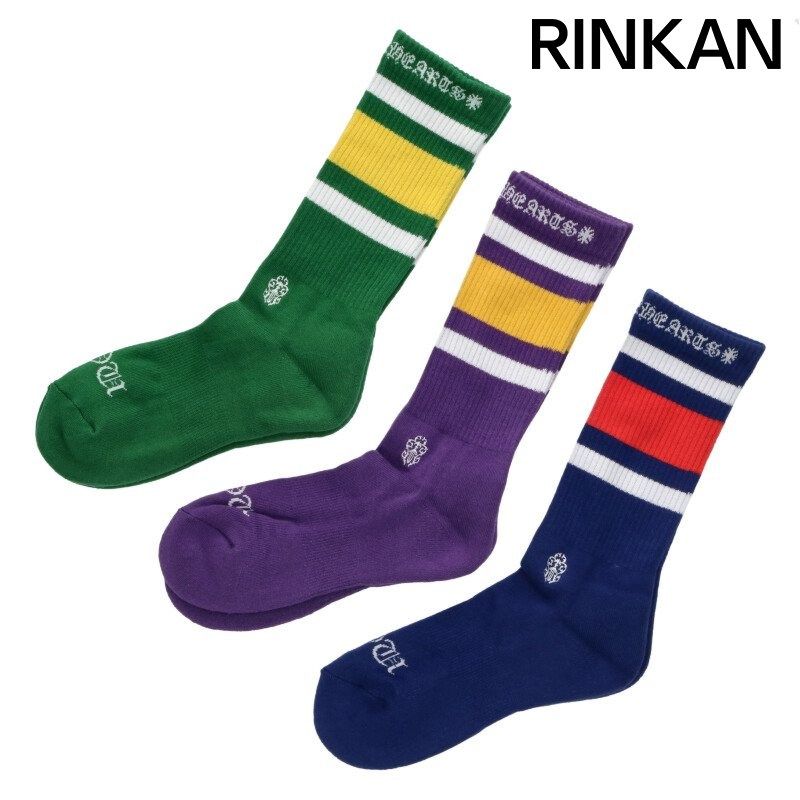 クロムハーツ ソックス ストライプ柄 ３種セット クロムハーツ SOCKS CH STRIPES 3PK ストライプ柄ソックス靴下 メンズ