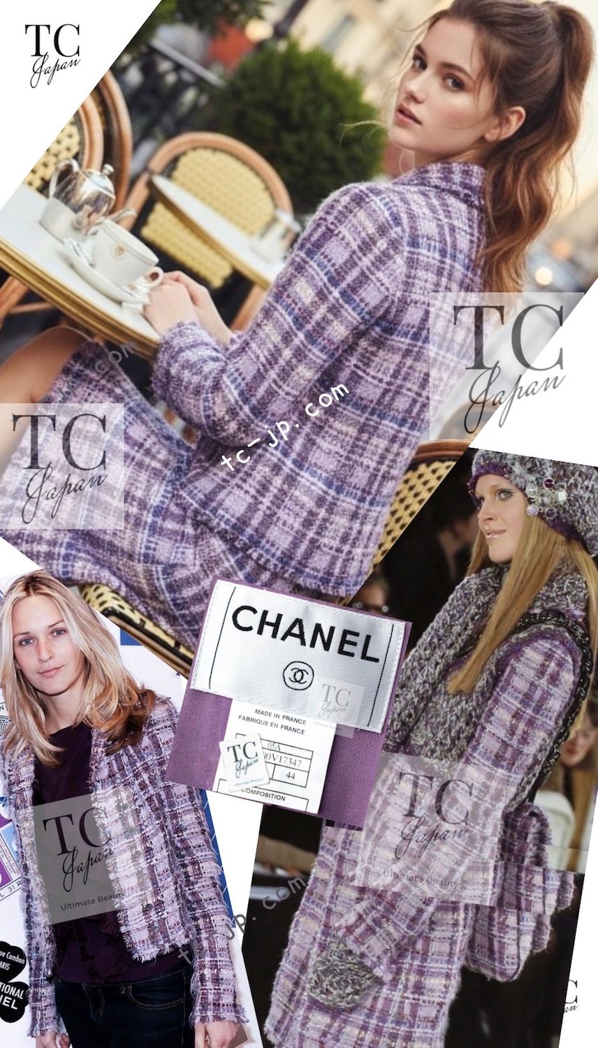 シャネル ジャケット スーツ CHANEL パープル ラベンダー ソフト