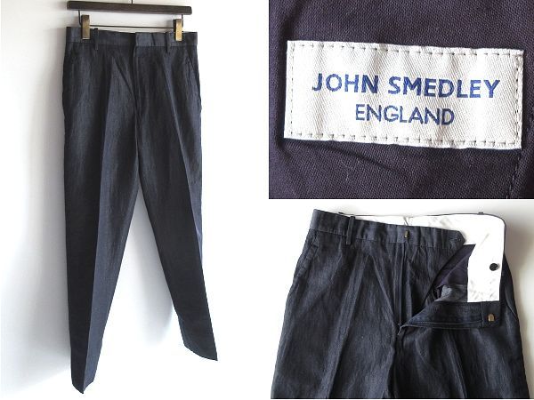 JOHN SMEDLEY ウールリネンスラックス 高級 JOHN SMEDLEY ジョンスメドレー ウールリネン パンツ スラックス