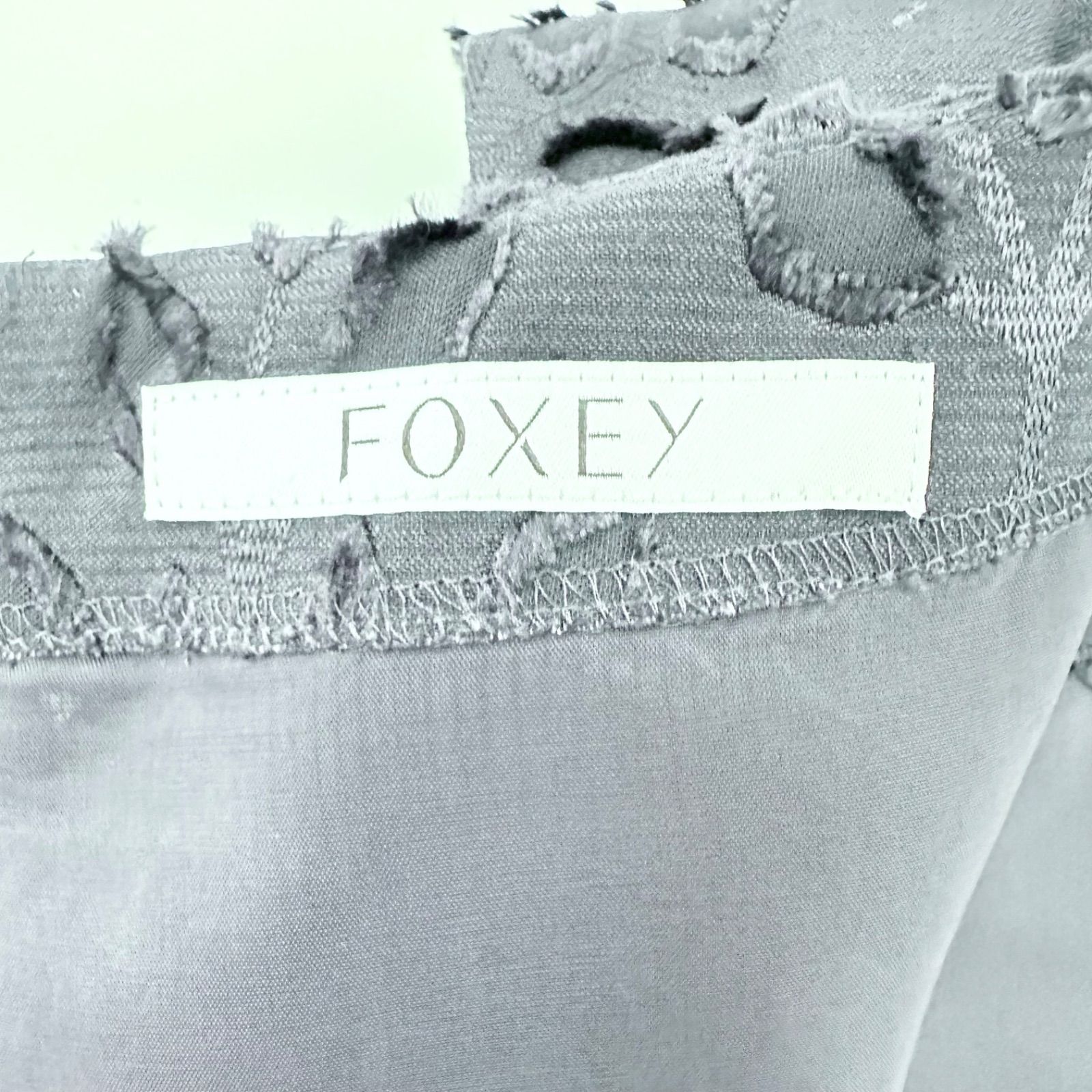 フォクシー FOXEY リーフ柄 ジャガード ワンピース ドレス 38 M