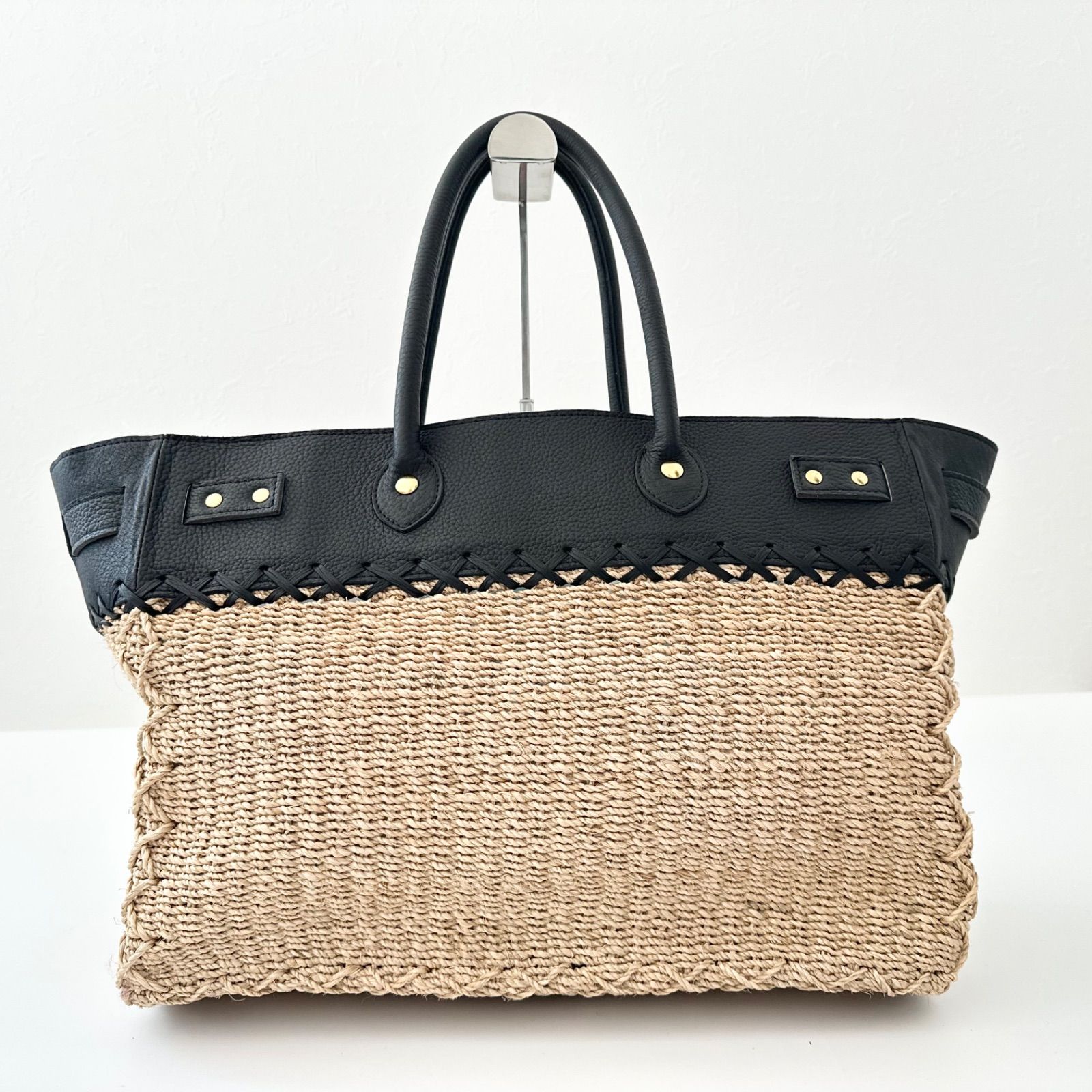 sita parantica シータパランティカ 雑材×牛革 コンビ トートバッグ L